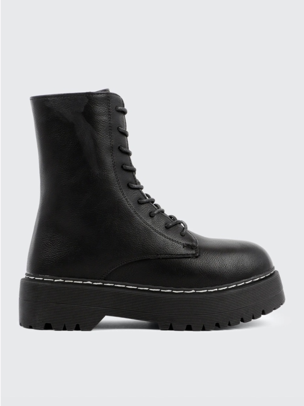 Ardene Black Lace-Up Platform Combat Boots